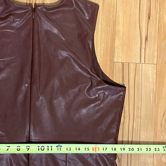 Express Faux Leather Twist Front Midi Dress XL Brown Sleeveless Bodycon - Picture 11 of 13